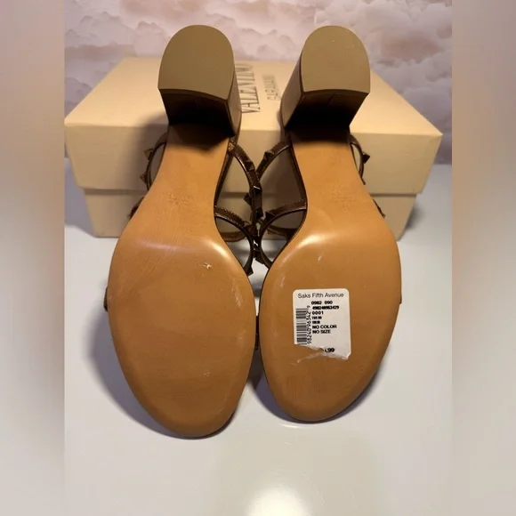 Valentino Garavani Women's Tan Studded Sandals - Picture 6 of 9
